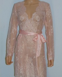 Kimono zalm roze met kant