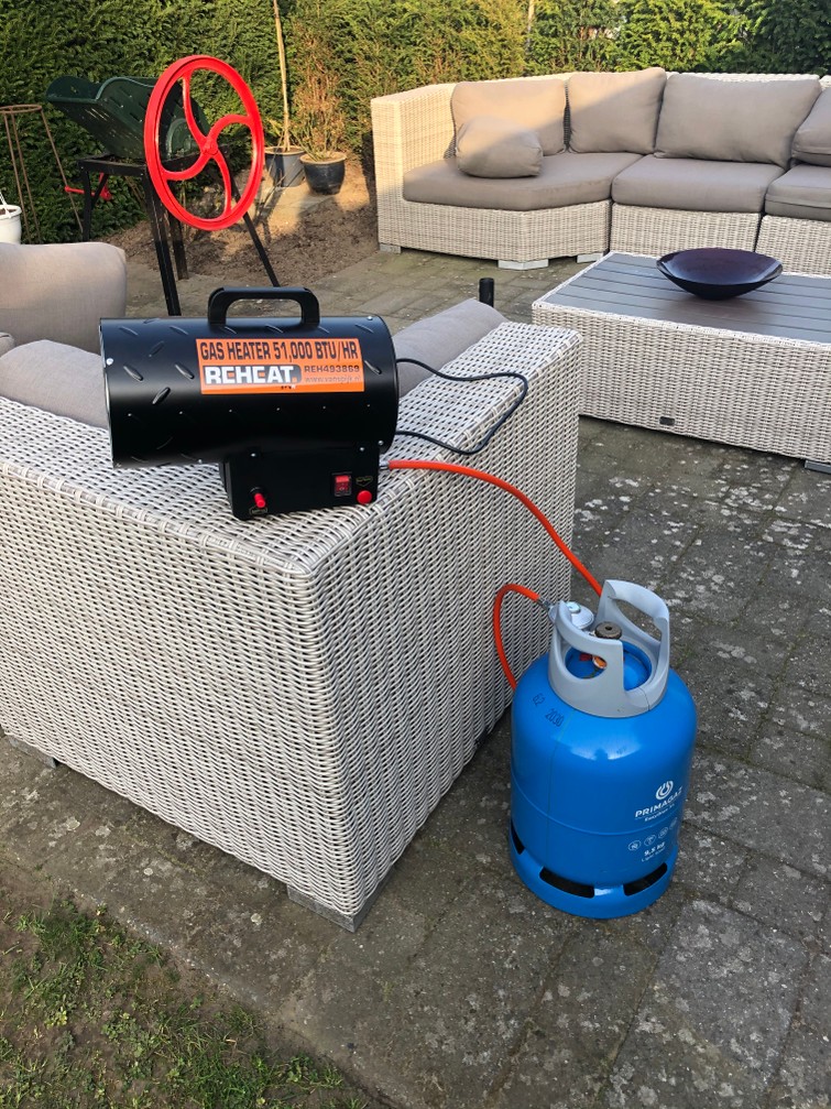 Gas verwarmer met optie inclusief fles met gas vulling
